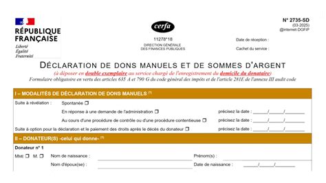 Déclaration des dons