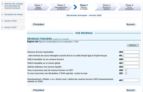 Déclaration des revenus fonciers en ligne