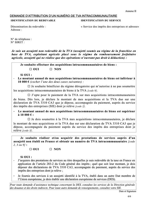 Demande de numéro TVA intracommunautaire