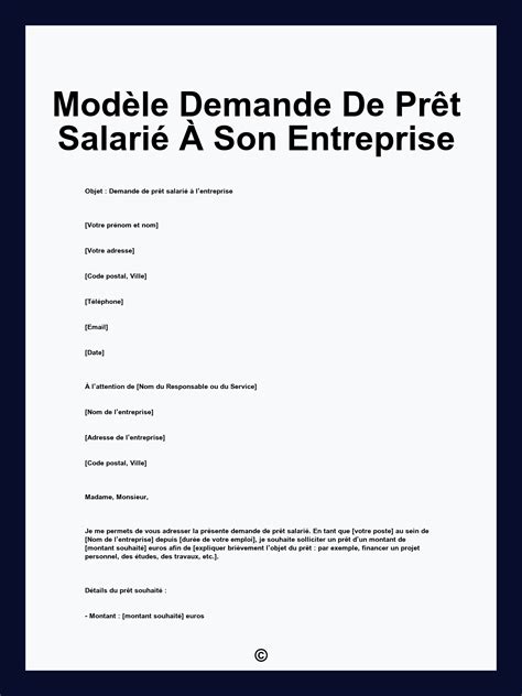 Demande de prêt pour création d'entreprise