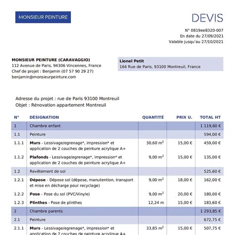 Devis de travaux et rénovation