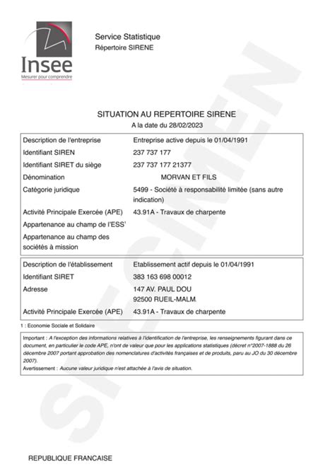 Différence entre Kbis et avis de situation INSEE