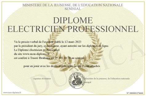 Diplômes pour électricien