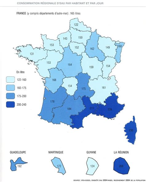 Disparités géographiques de la consommation d'eau en France