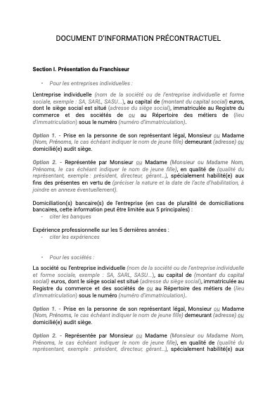 Document d'Information Précontractuelle (DIP)