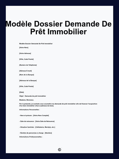 Dossier de prêt