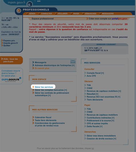 Espace professionnel impots