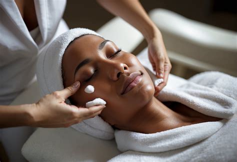 Esthéticienne prodiguant un soin du visage