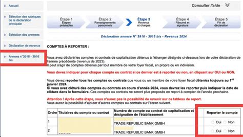 Etapes déclaration impôts