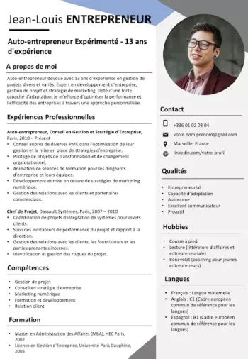 Exemple de CV Auto-Entrepreneur