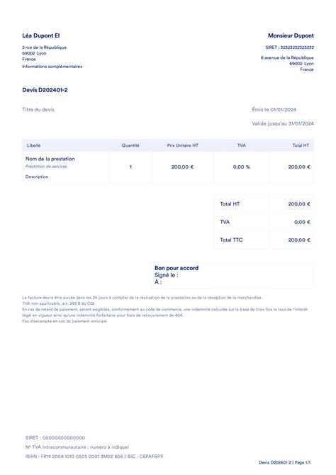 Exemple de Devis pour Développeur Freelance