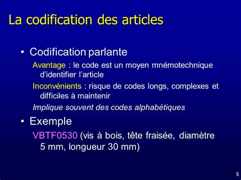 Exemple de codification