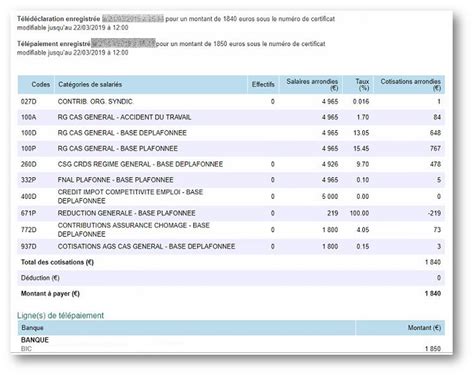 Exemple de déclaration URSSAF