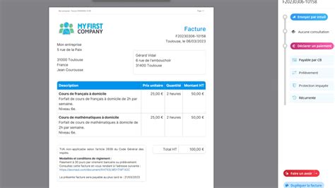 Exemple de facture de nettoyage