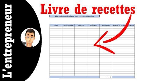 Exemple de livre de recettes auto-entrepreneur sur Excel