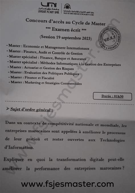 Exemple de préparation au concours