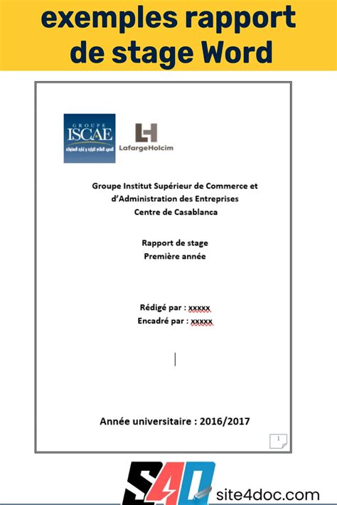 Exemple de rapport de stage
