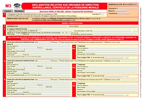 Extrait formulaire M3