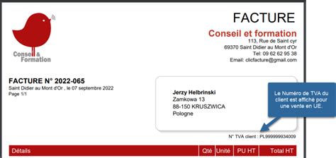 Facturation TVA Intracommunautaire