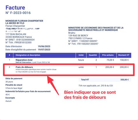 Facturation de débours