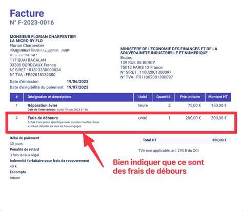 Facturation des frais