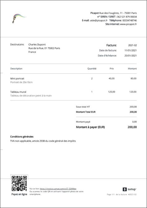 Facture Auto-Entrepreneur sans TVA