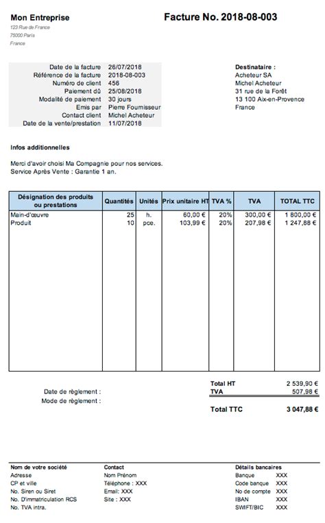 Facture TVA Auto-Entrepreneur