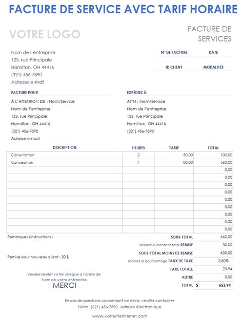 Facture de prestation de service