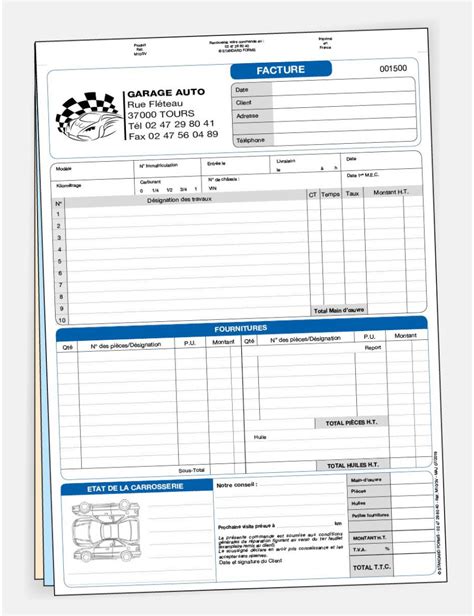 Facture de réparation automobile