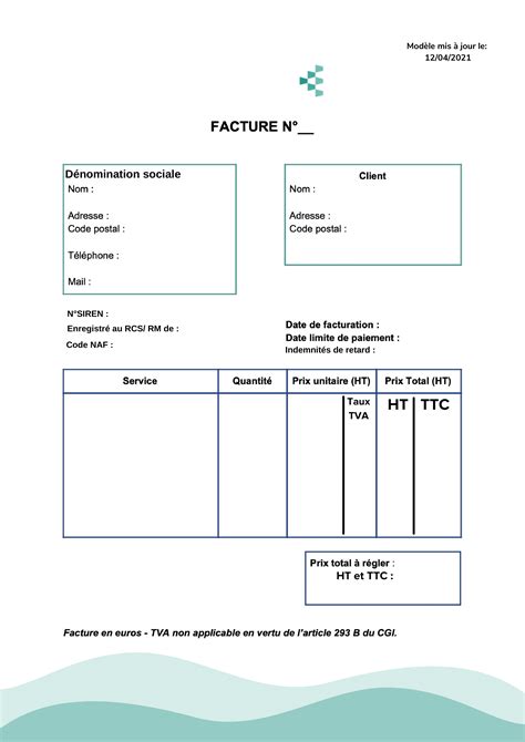 Facture de restaurant avec mentions obligatoires