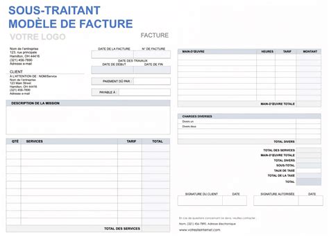 Facture sous-traitant