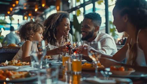 Famille au restaurant