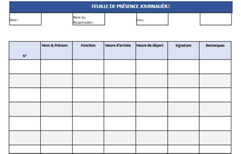 Feuille de présence