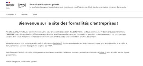 Fonctionnement du Guichet des formalités des entreprises