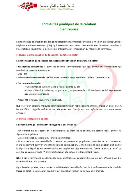 Formalités juridiques pour les entreprises