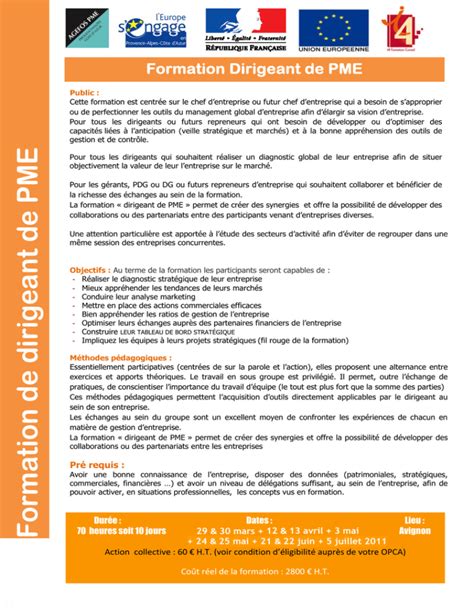 Formation pour devenir dirigeant de PME