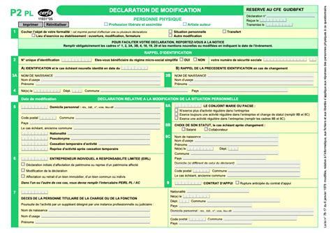 Formulaire P2 pour modification du nom commercial