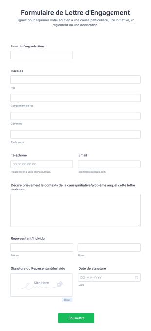 Formulaire de demande d'engagement de construire