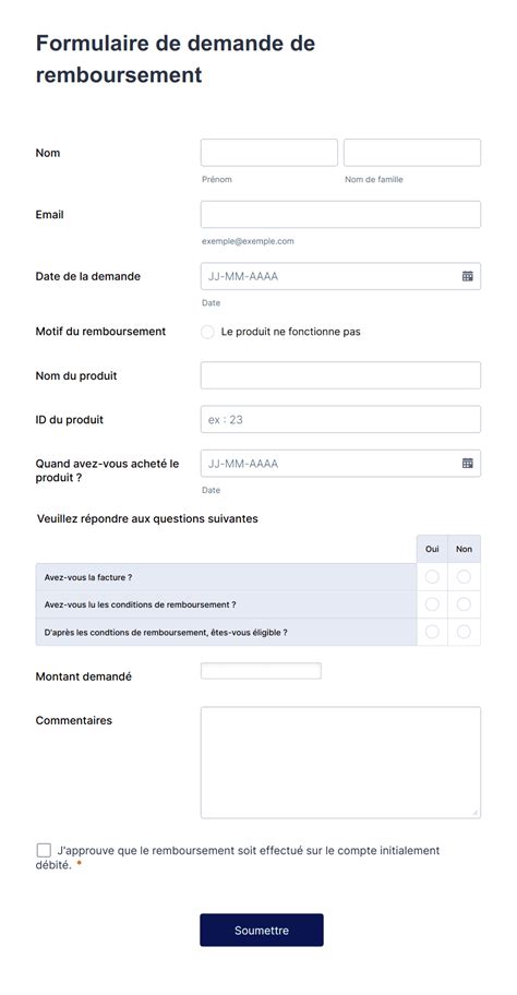 Formulaire de demande de remboursement de la TVA