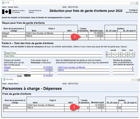 Frais de garde d'enfants