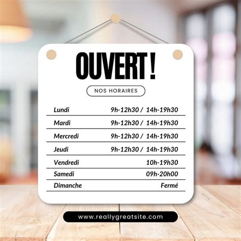 Horaires d'ouverture des commerces