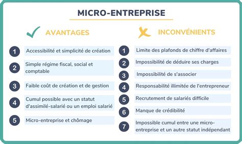 Infographie avantages et inconvénients micro-entreprise