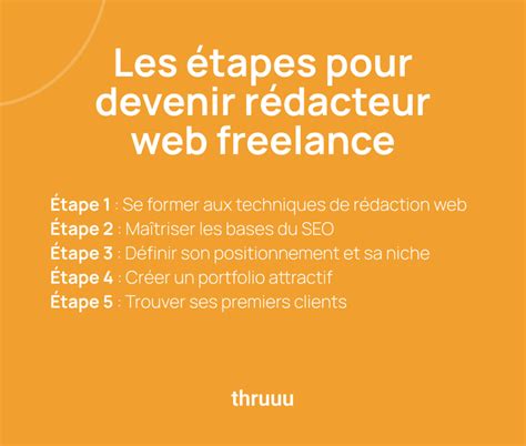 Infographie des étapes pour devenir rédacteur web freelance