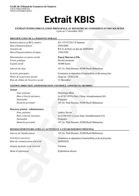 Infographie du processus d'obtention du Kbis