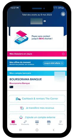 Interface de l'application Boursorama Business