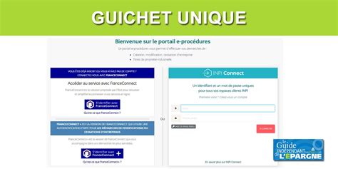 Interface du Guichet Unique