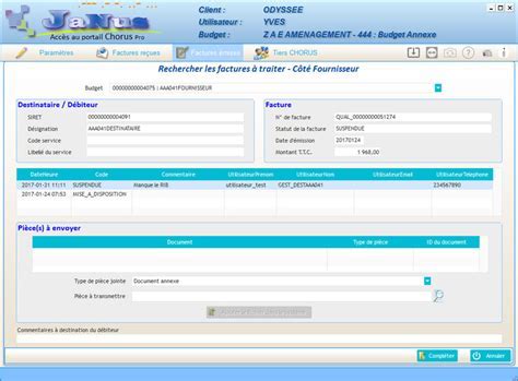 Interface utilisateur CIRIL Finances
