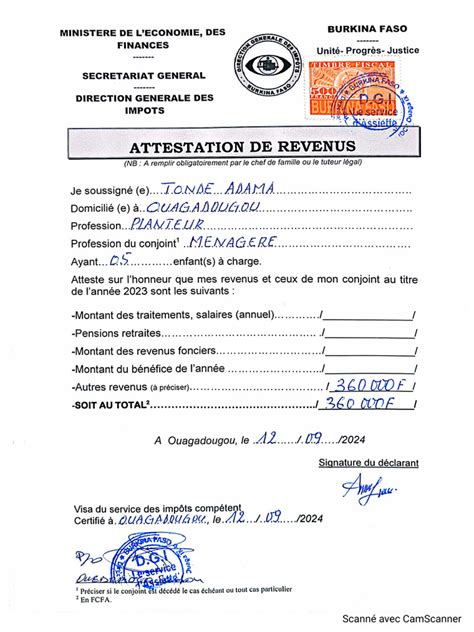 Justificatif de Revenus Auto-Entrepreneur