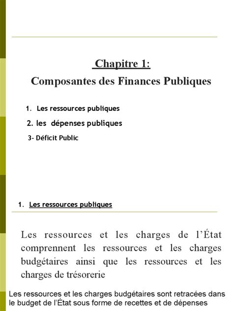 Les quatre composantes des finances publiques