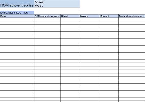 Livre de recettes auto-entrepreneur